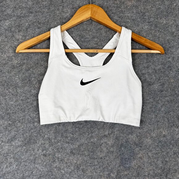 Nike White Women's Sports Bra Medium Coverage Size Small Swoosh - Picture 1 of 6